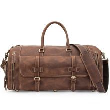 Vintage cowhide travel single shoulder slanted luggage bags large capacity genuine leather retro bag for men
